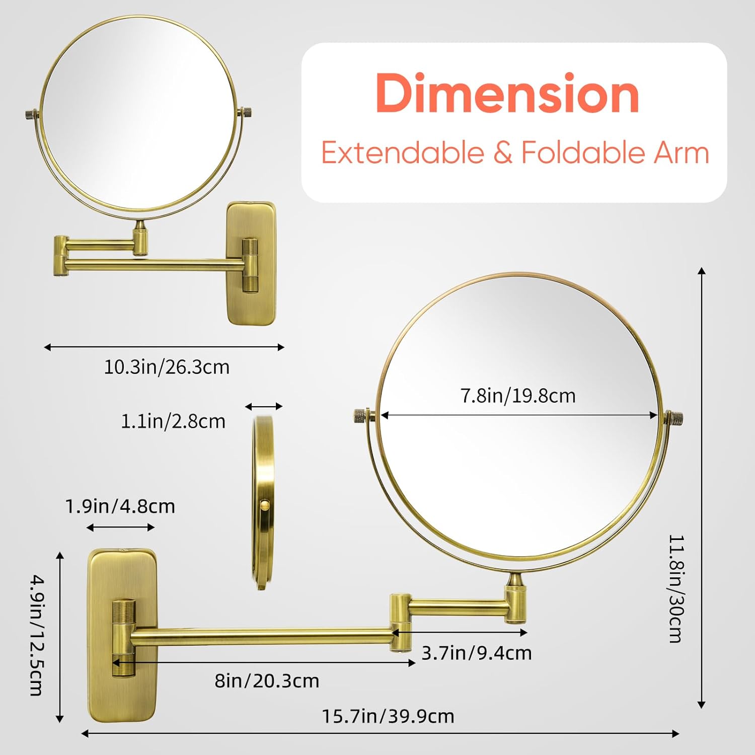 GURUN 8-Inch Double-Sided Wall Mount Makeup Mirror