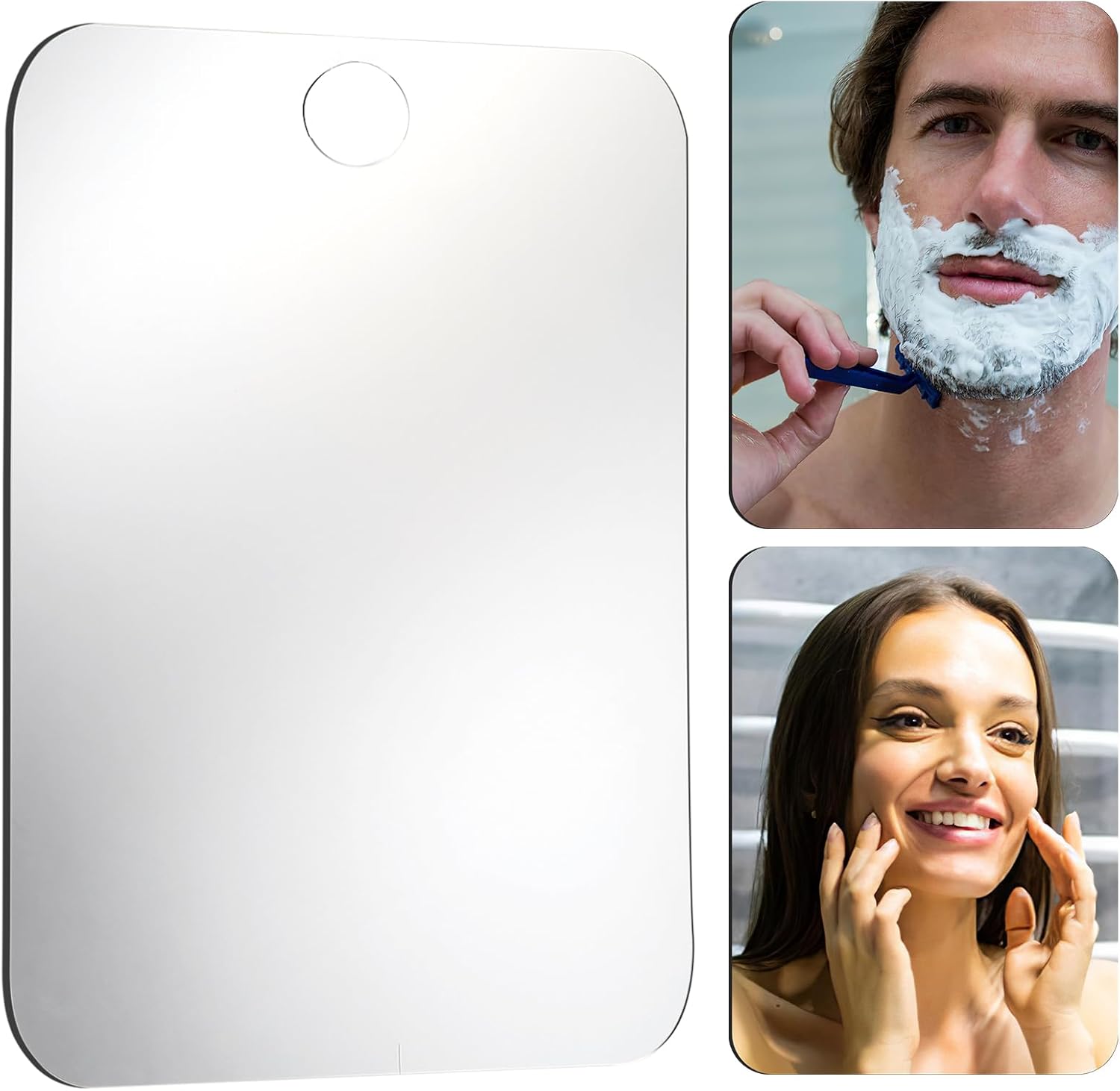 Anti-Fog Travel Mirror Large Shatterproof Shower Mirror for Men