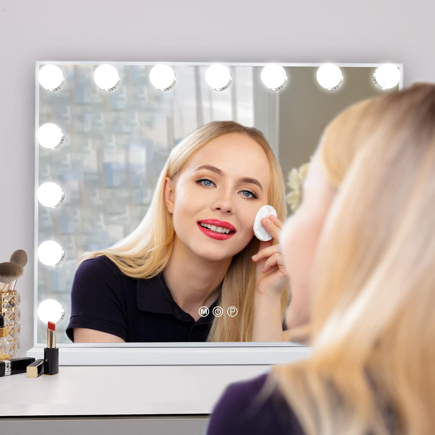 Leishe Vanity Mirror 10X with 15LED Lights 3 Modes USB Charger