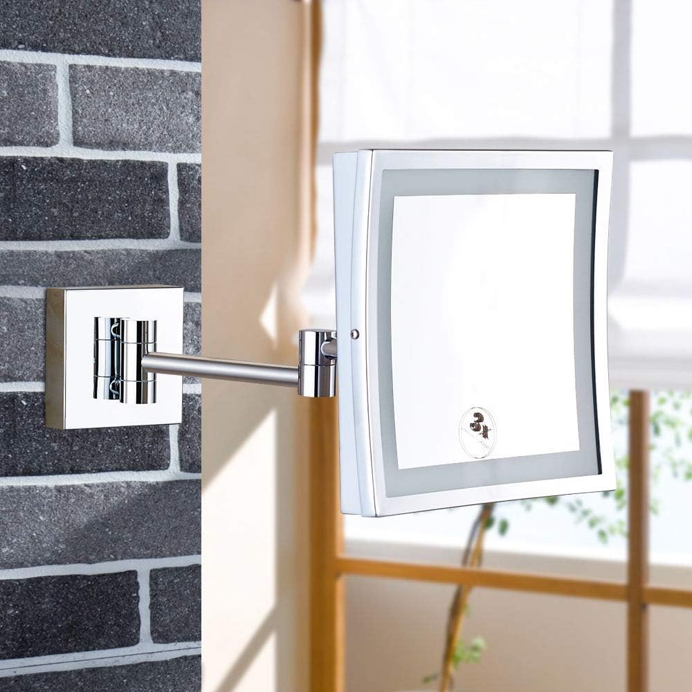 Wall-Mounted Vanity Mirror With 3X Magnification And Chrome Finish