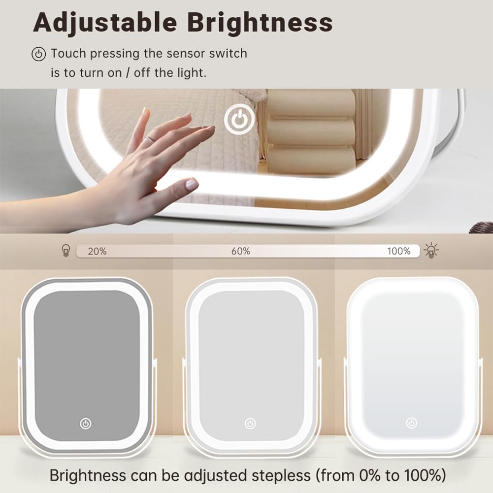 Travel Makeup Mirror with Lights