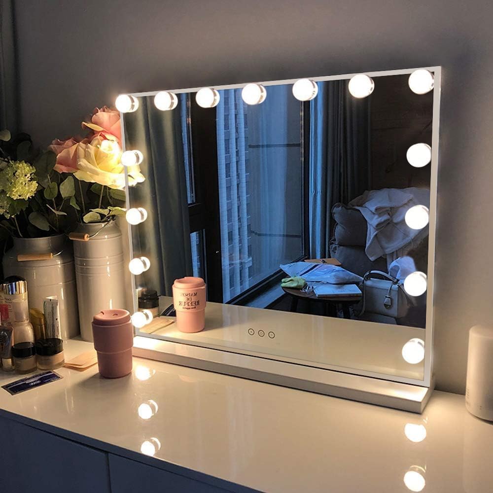 FENCHILIN Lighted Vanity Mirror with 15 LED Bulbs