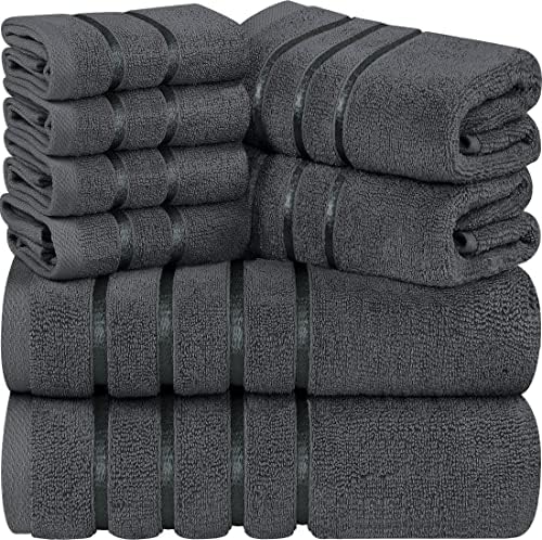 Utopia Towels - Luxury 8-Piece Towel Set 600GSM Viscose Stripe
