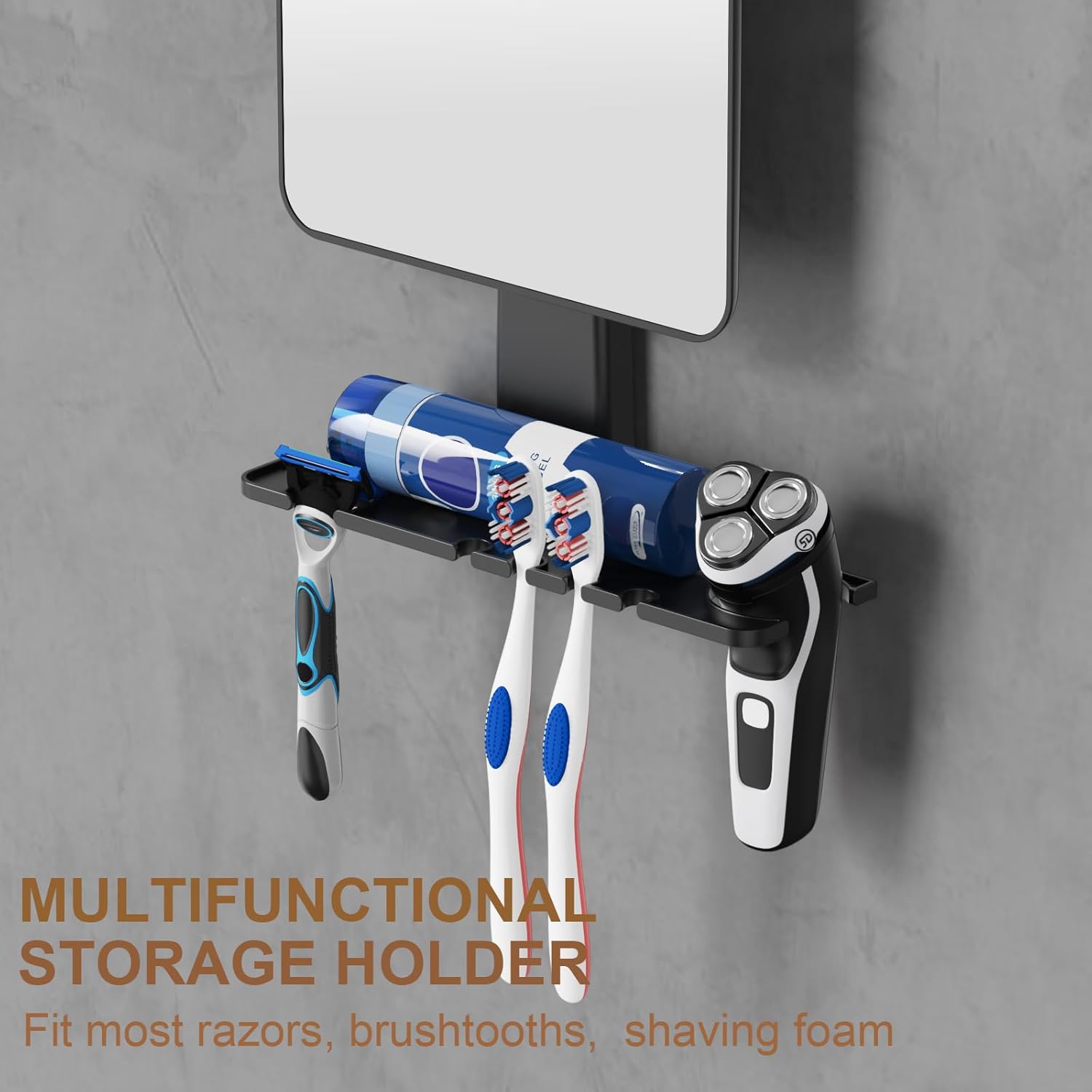 Anti-Fog Shower Mirror - Removable Razor Toothbrush Holder