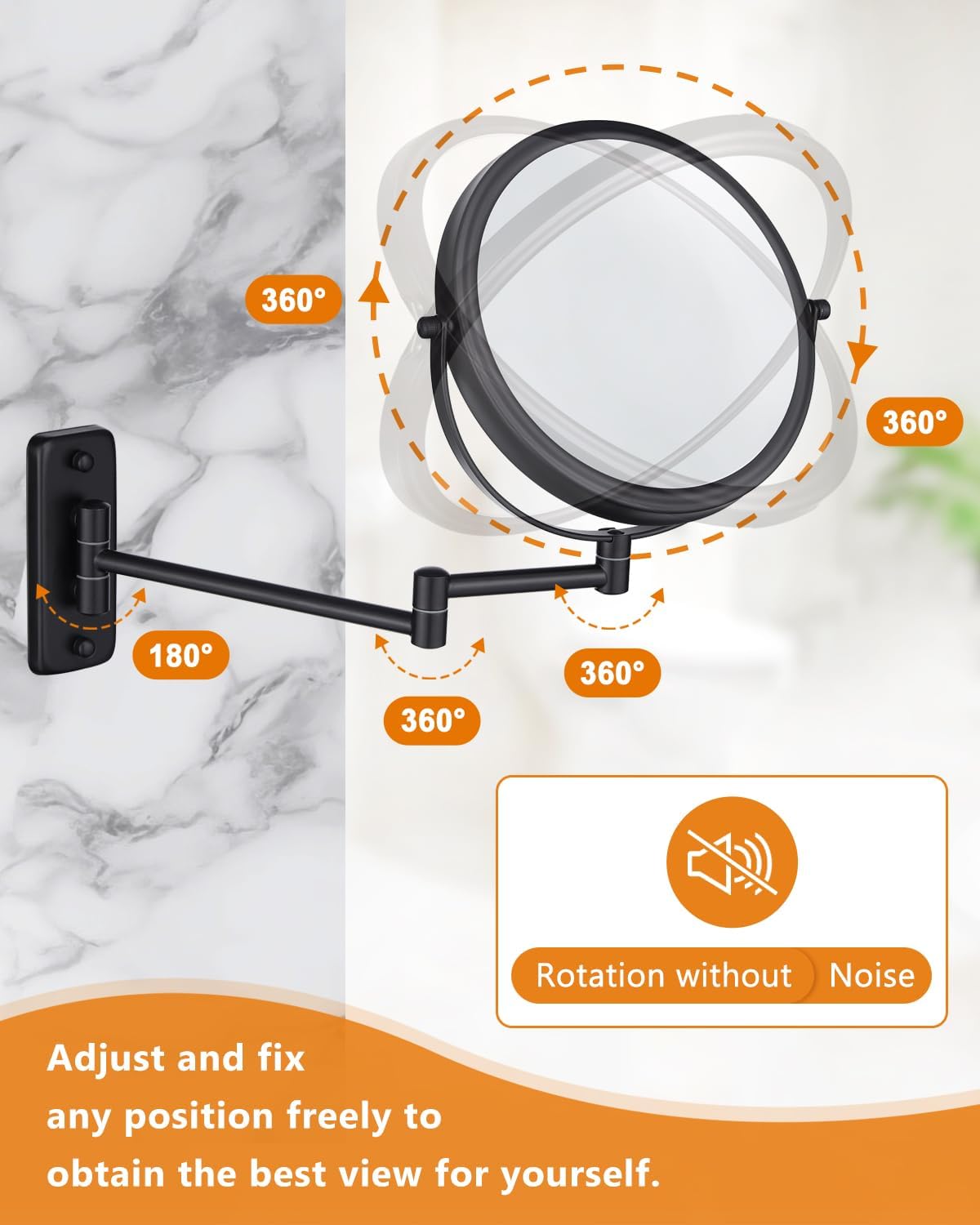 Premium 360 Swivel Makeup Mirror - Double Sided Magnifying Mirror