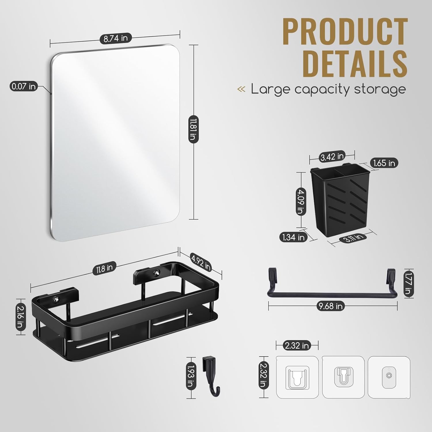 Fog-Free Acrylic Showers Shave Mirror Set
