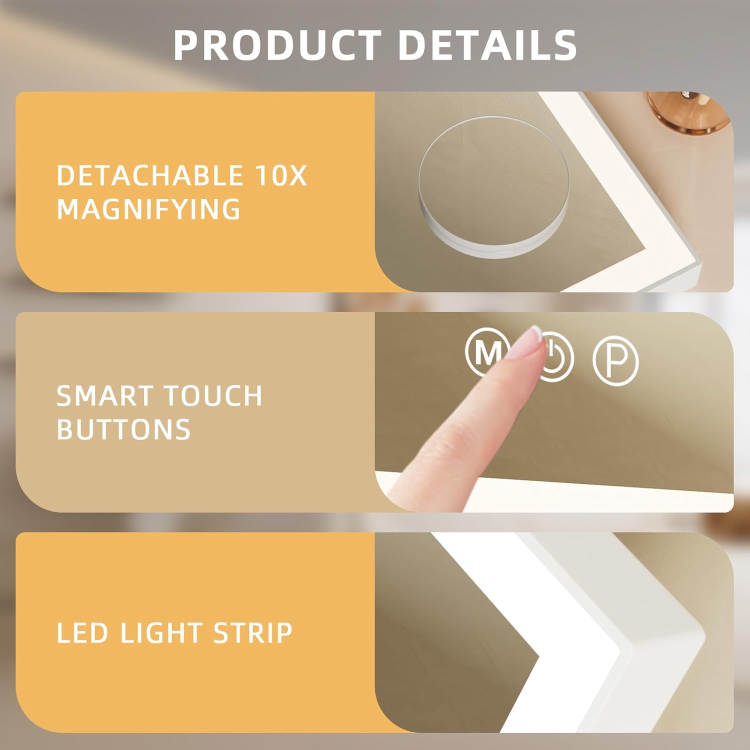 Fenchelin Smart Vanity Mirror with 360-Degree Rotation 144 LED Lights