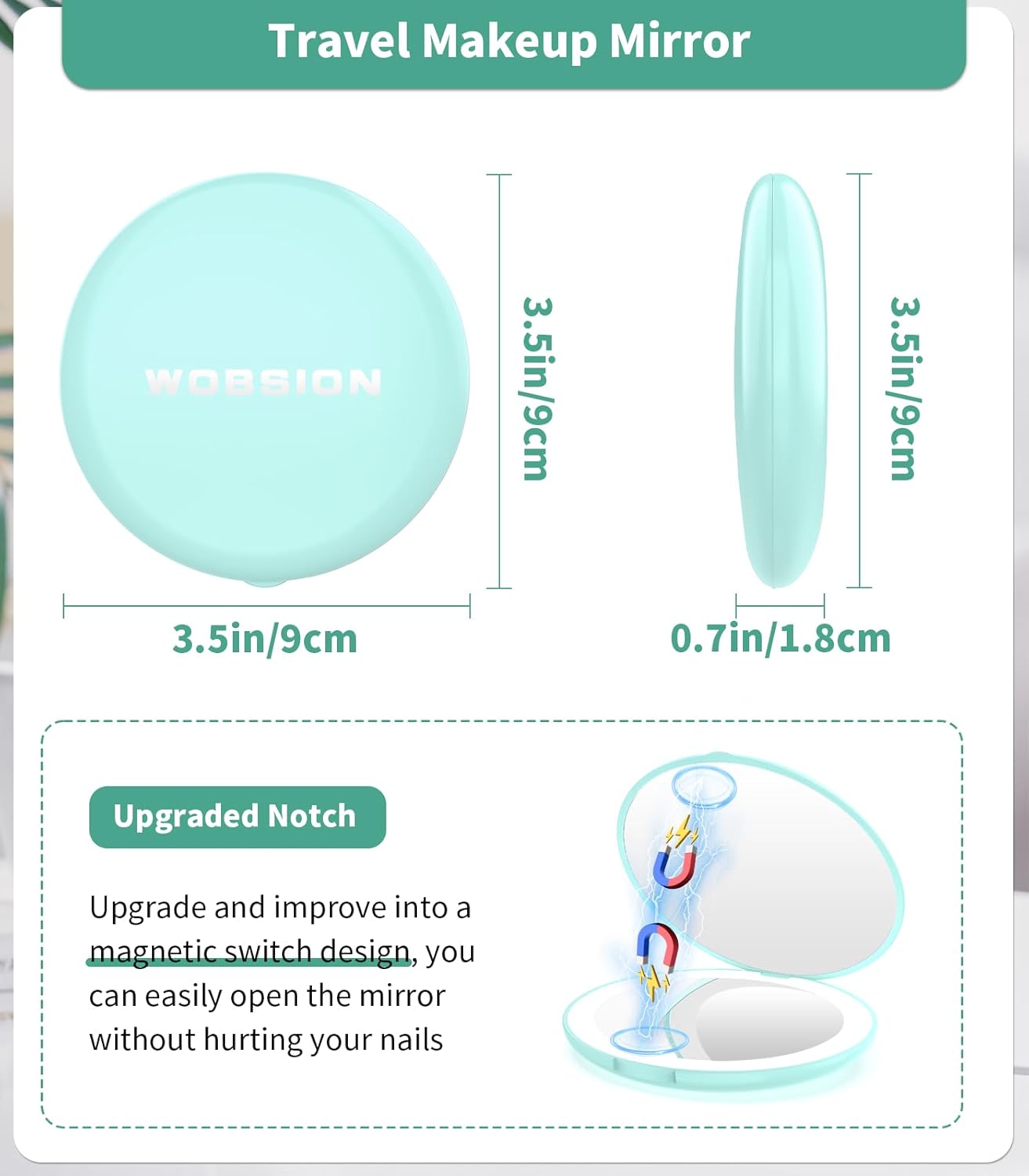 Wobsion LED Travel Makeup Mirror