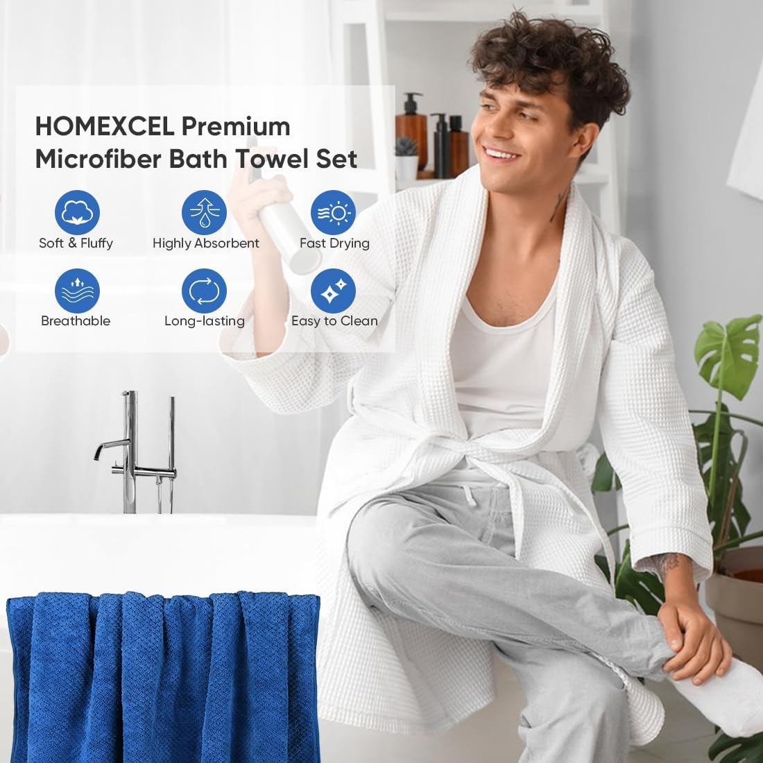 HOMEXCEL 4-Piece Bath Towels Set