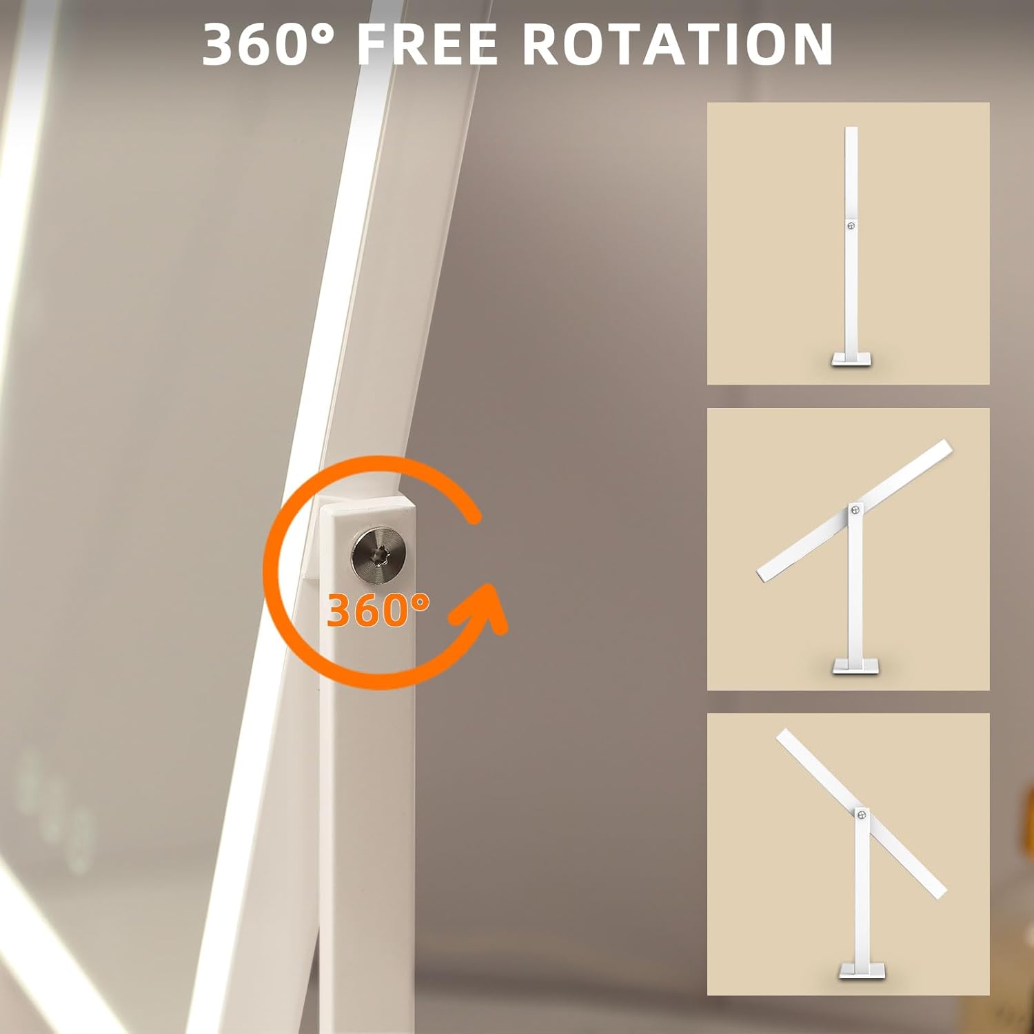 Fenchelin Smart Vanity Mirror with 360-Degree Rotation 144 LED Lights