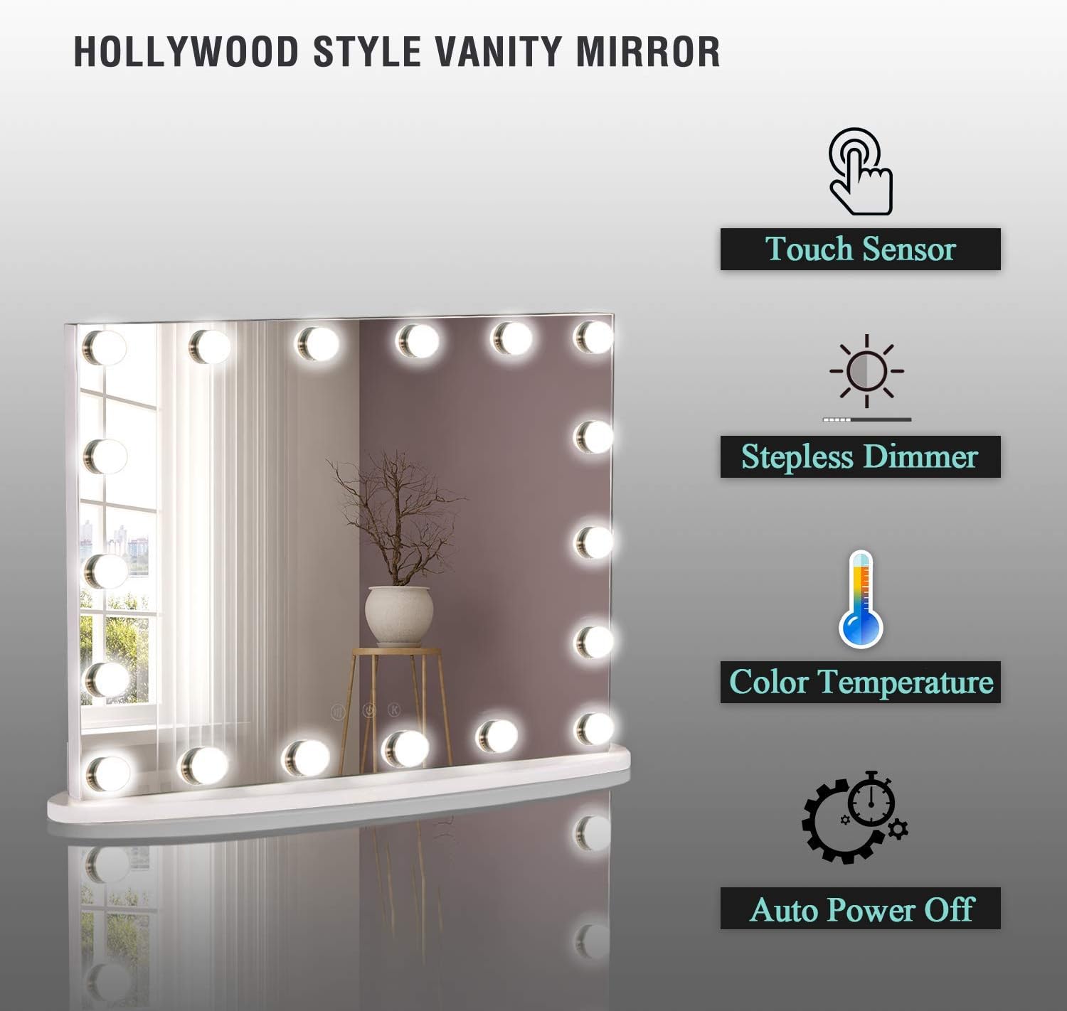 Experience Ultimate Beauty LUXFURNI Hollywood Vanity Mirror with Smart Lighting