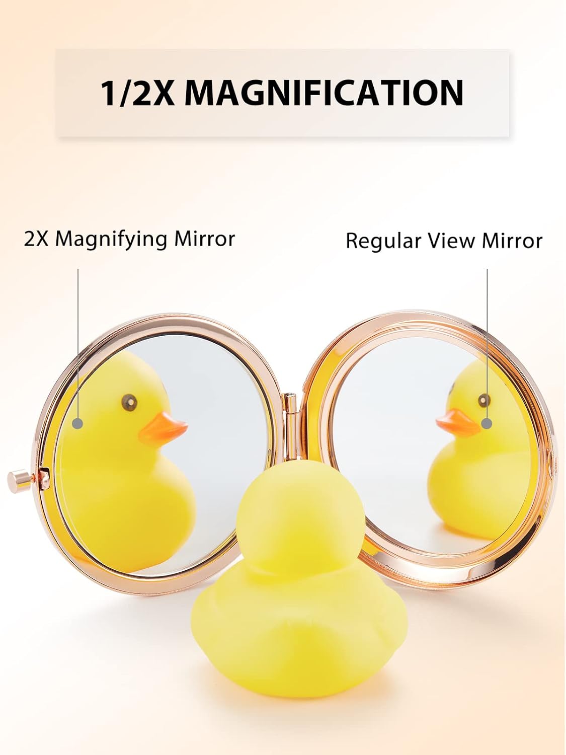 Stylish Double-Sided Rose Gold Compact Makeup Mirror