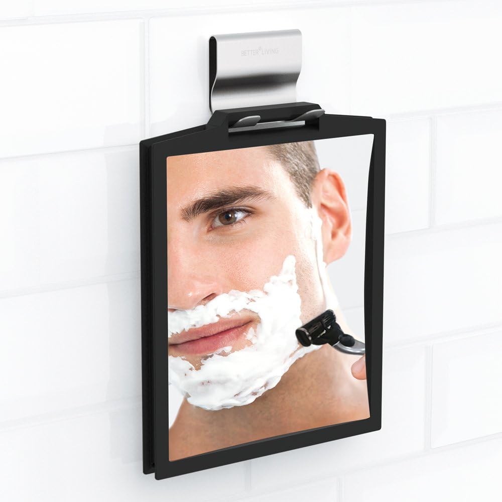 Better Living Double-Sided Shower Mirror 3X Magnification Black