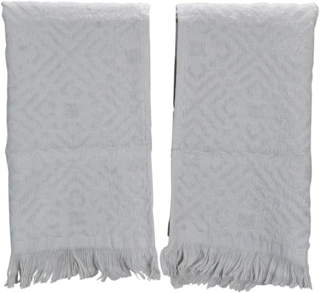Avon Fringe Hand Towel Set of 2 Gray 22-in