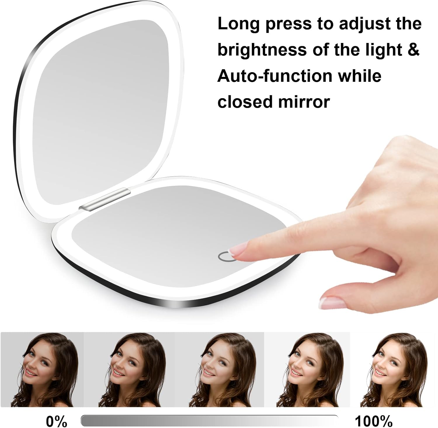 Deweisn Compact Mirror Travel Makeup Mirror with Rechargeable LED Lights