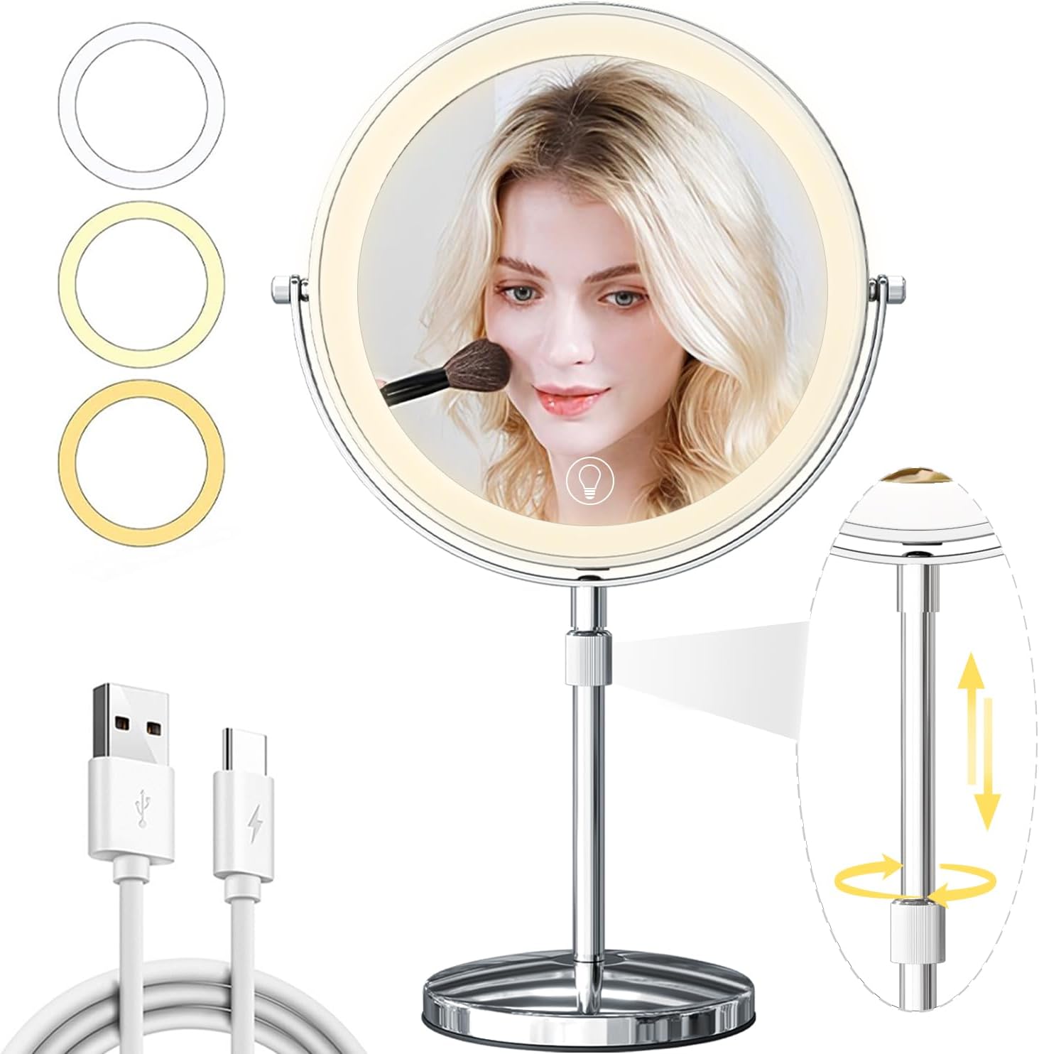 Vanity Mirror with Dual Views Lighting and Battery