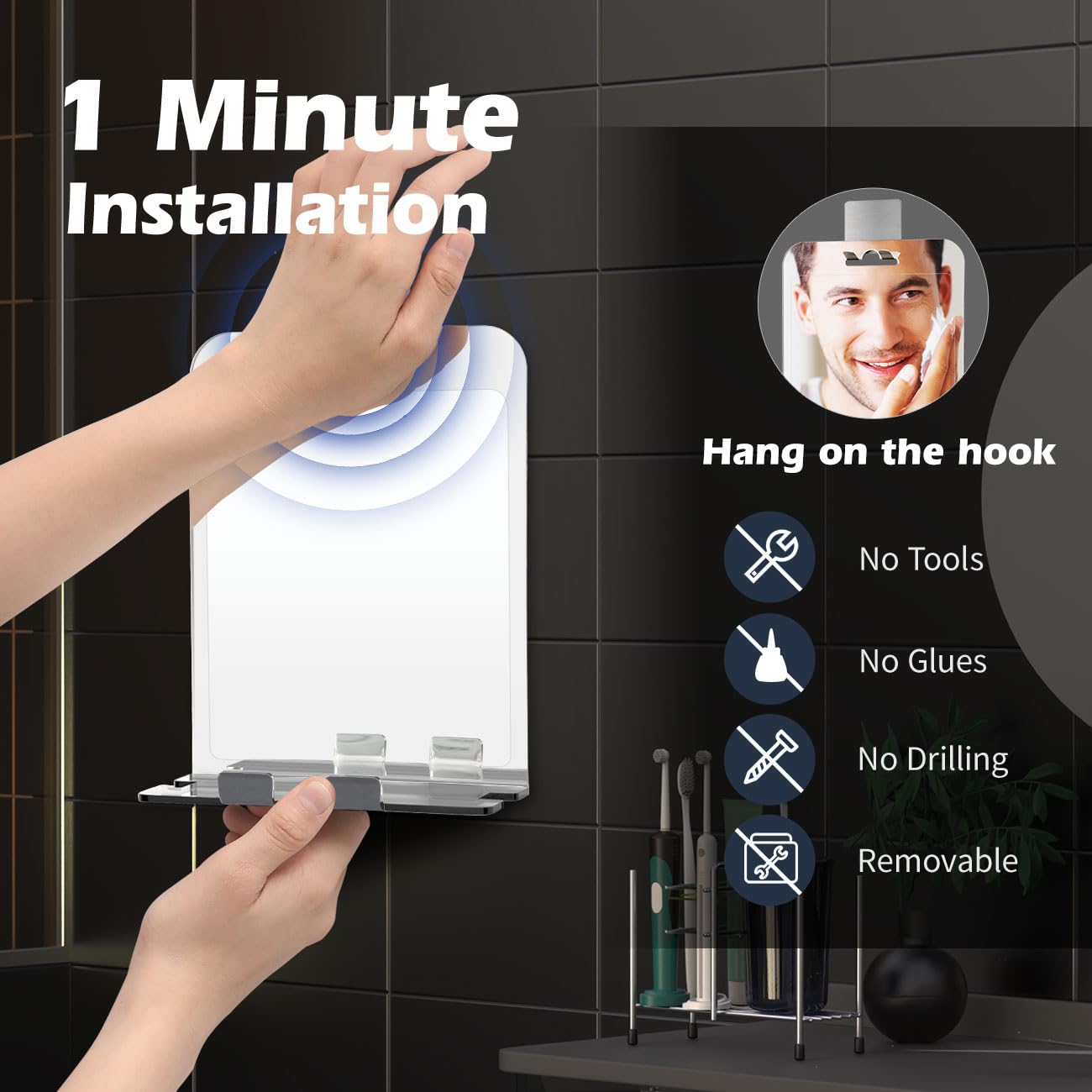 Shinowa Shower Mirror - Compact Shavers Best Friend