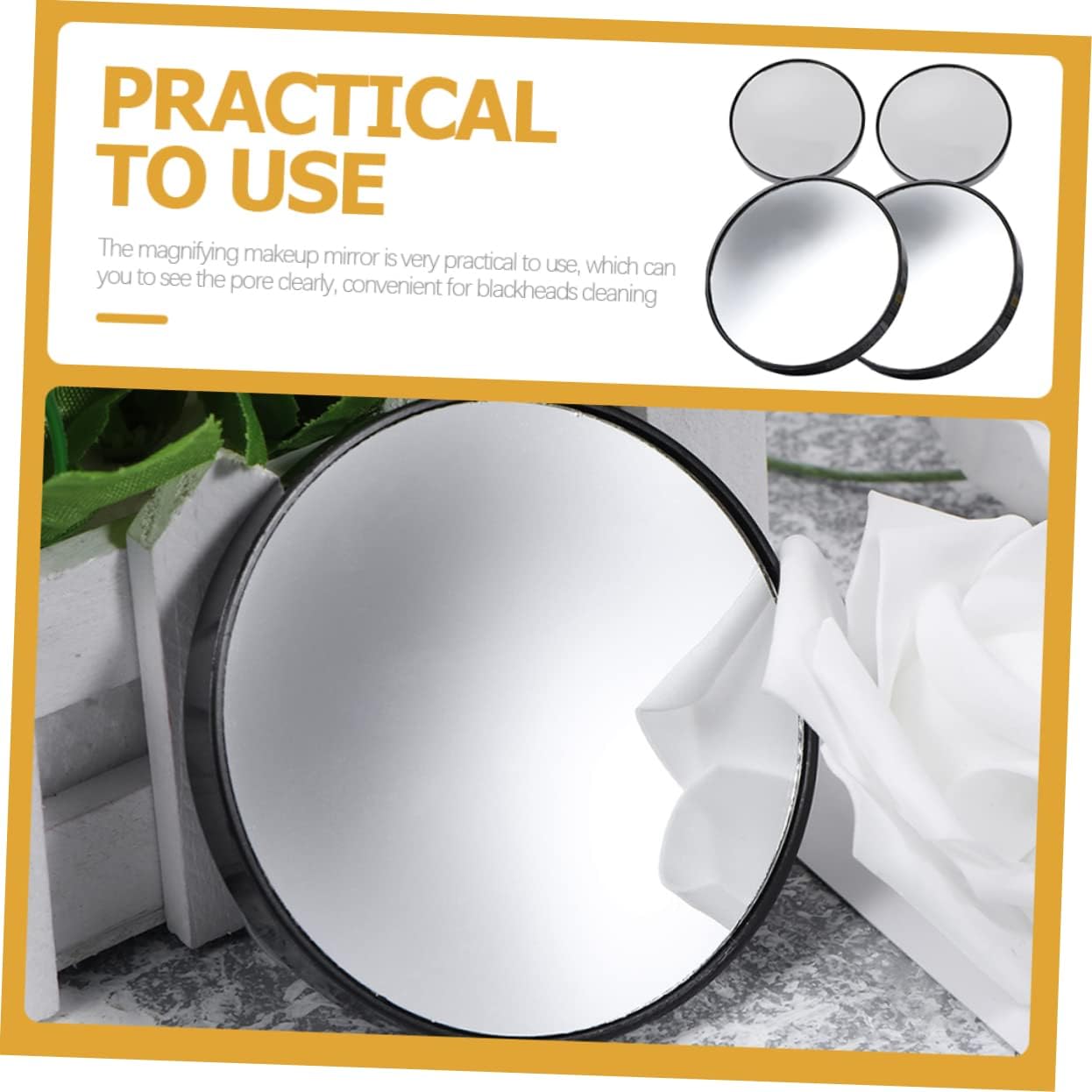 4-Piece Suction Cup Magnifying Mirror Set Portable