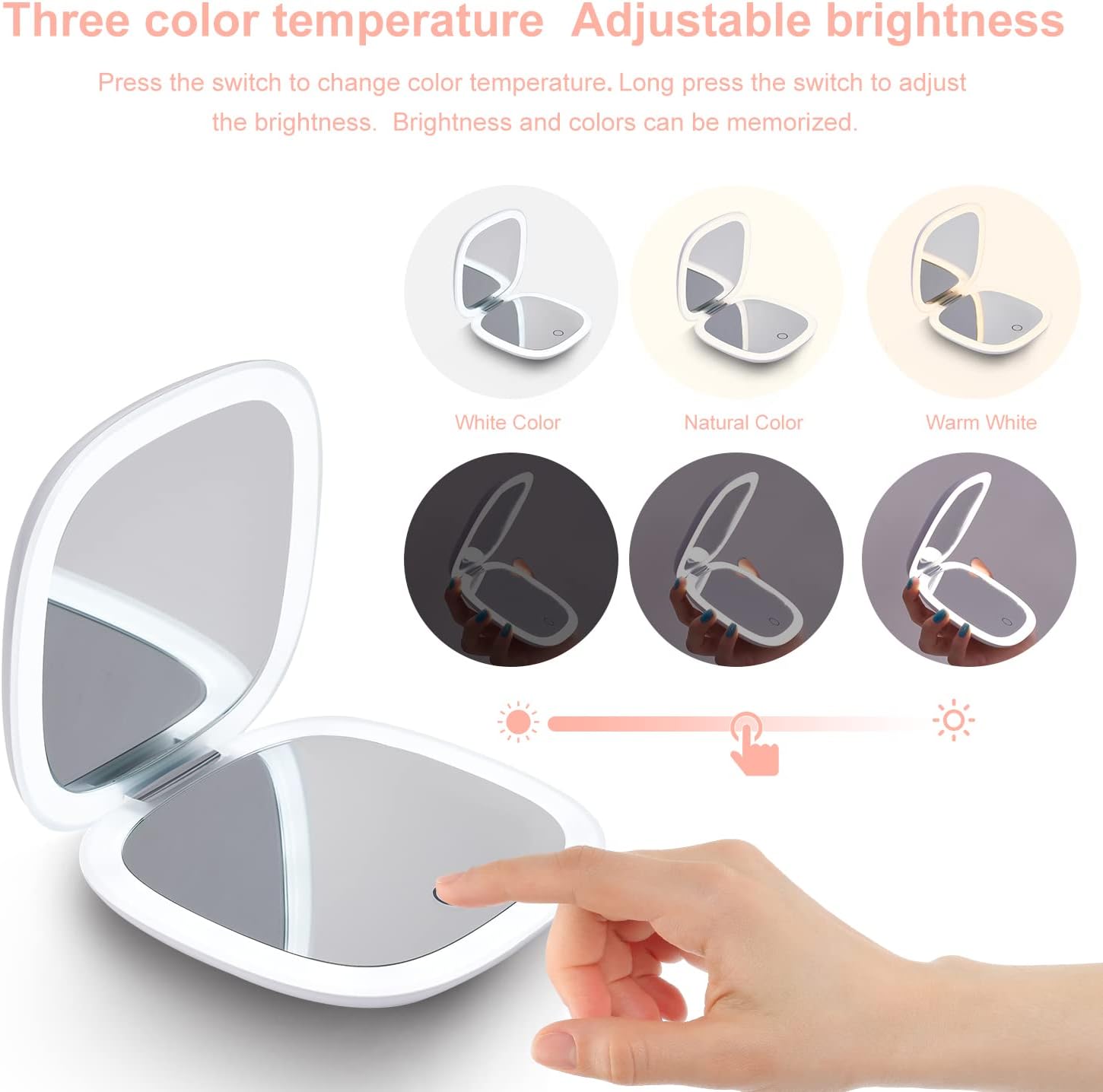 Compact LED Magnifying Mirror - Make-up Travel Tool