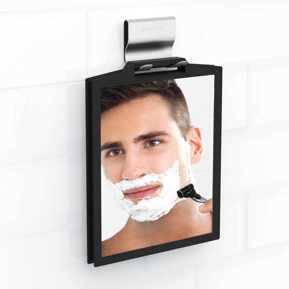 Better Living Double-Sided Shower Mirror 3X Magnification Black