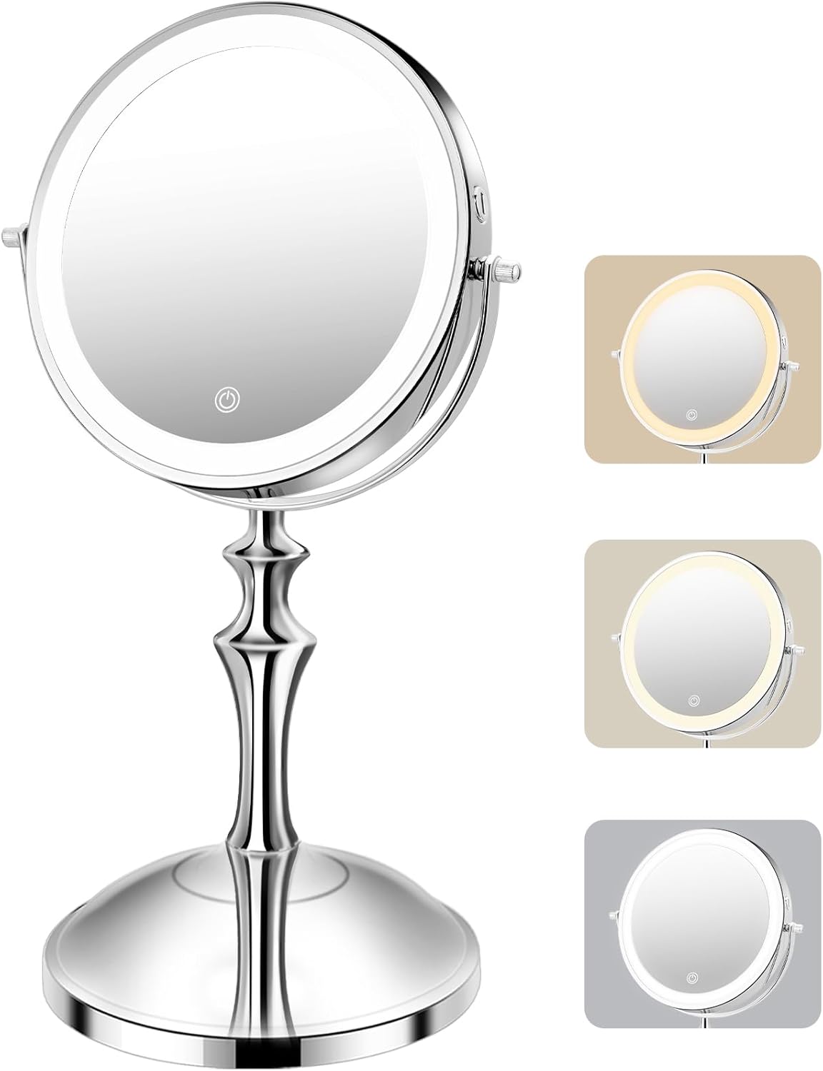 Dirket 8 Double-Sided Rechargeable Makeup Mirror with 10X Magnification