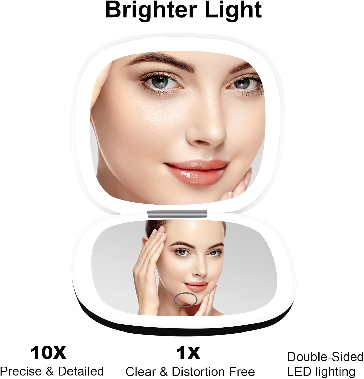 Deweisn Compact Mirror Travel Makeup Mirror with Rechargeable LED Lights