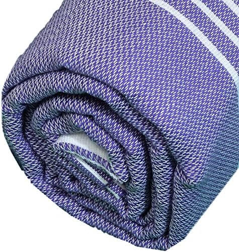Bersuse Premium Turkish Beach Towel Set of 3 Dark Purple 37x70 Inches