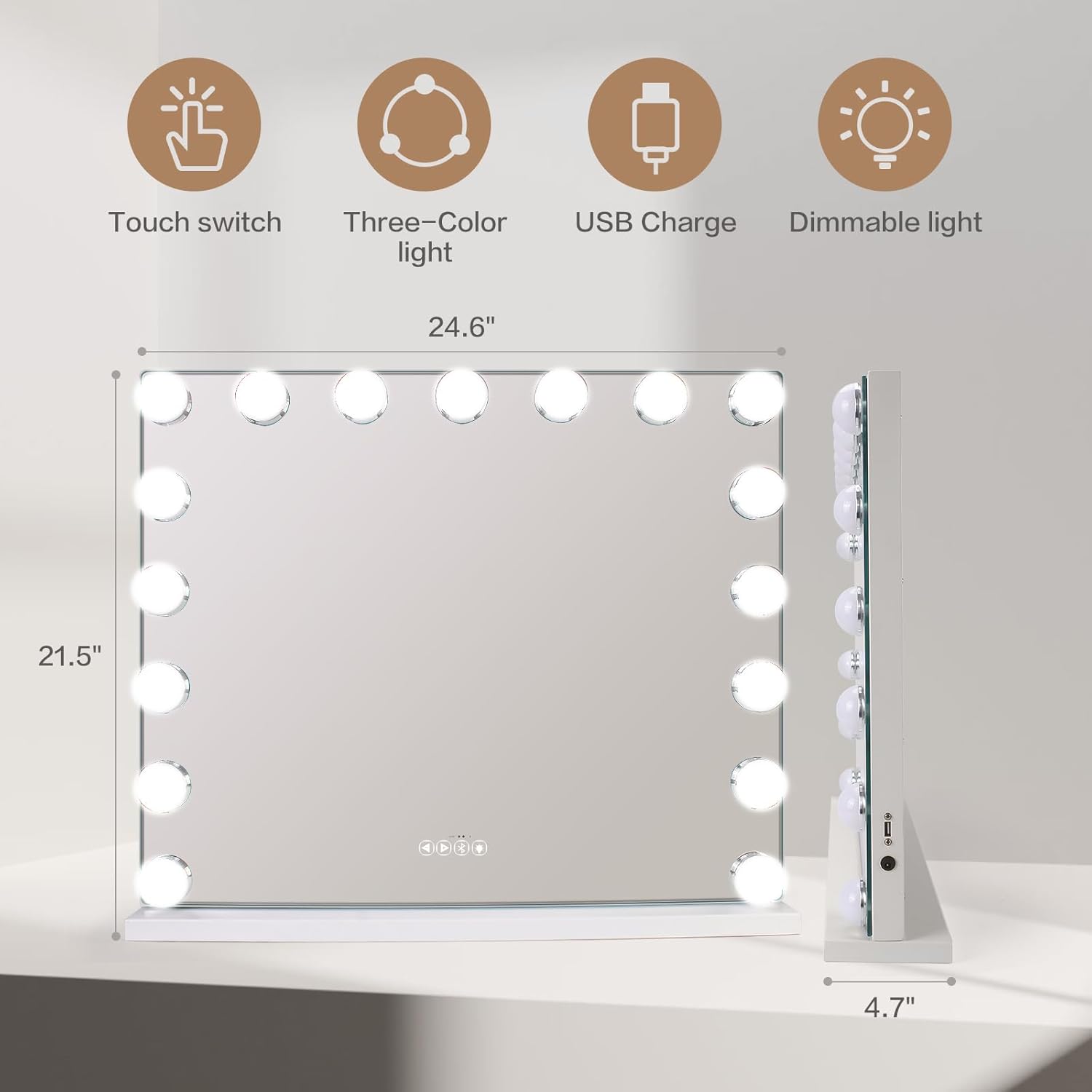 Vanity Mirror with Music LED Lights
