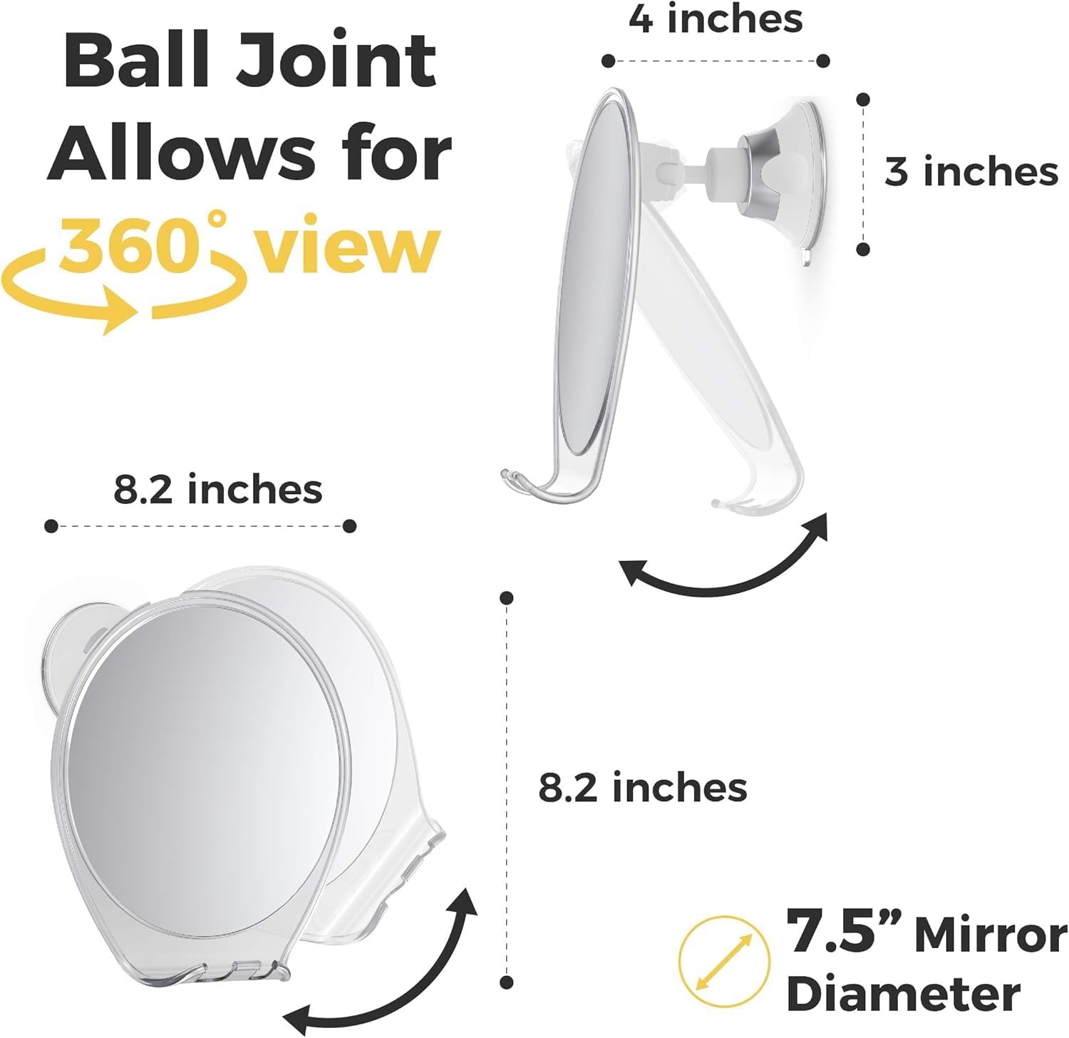 HoneyBull Fogless Shower Mirror - Compact