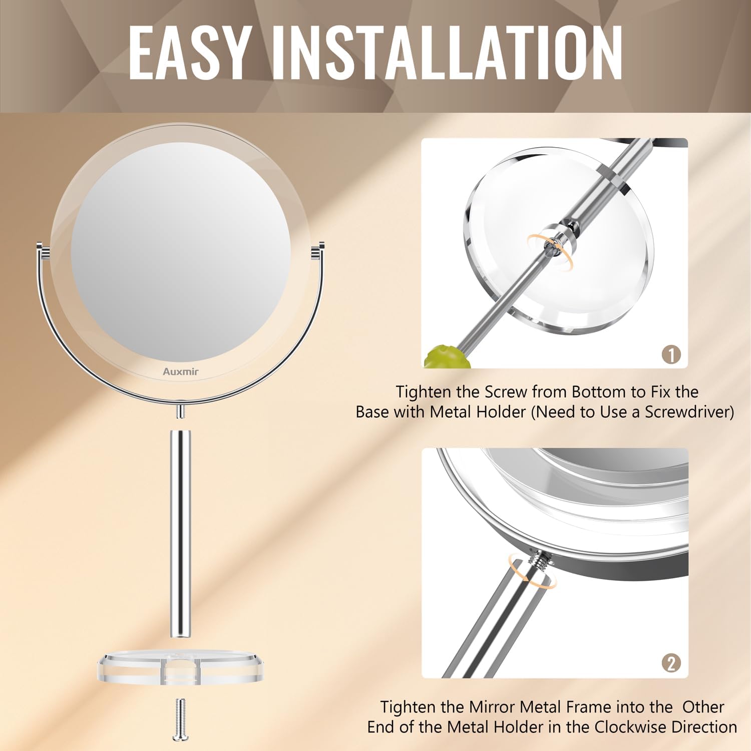20X Magnifying Mirror with 1X Side 360 Rotatable Makeup Mirror