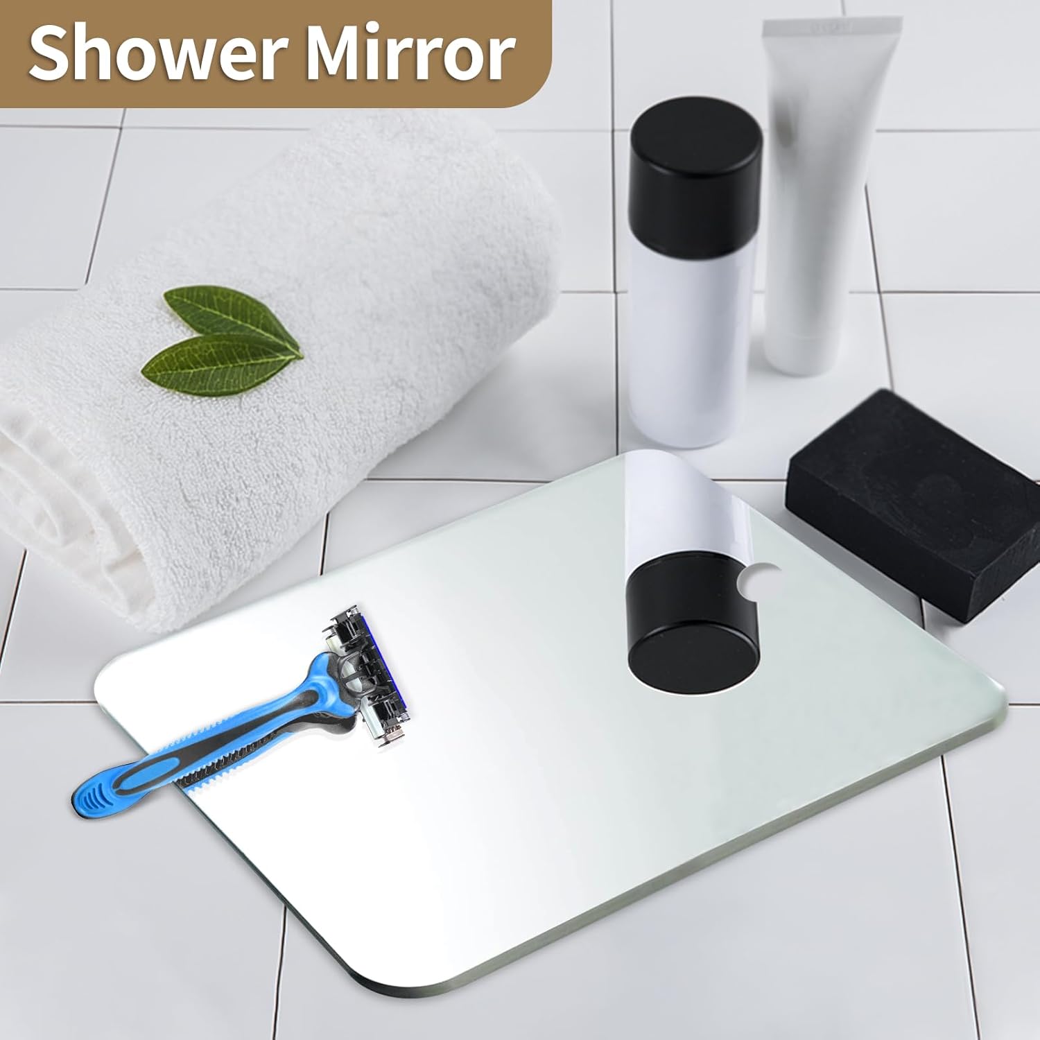 JKNEIWA - 8x6 Medium Fogless Showers Small Mirrors for Travel Camping