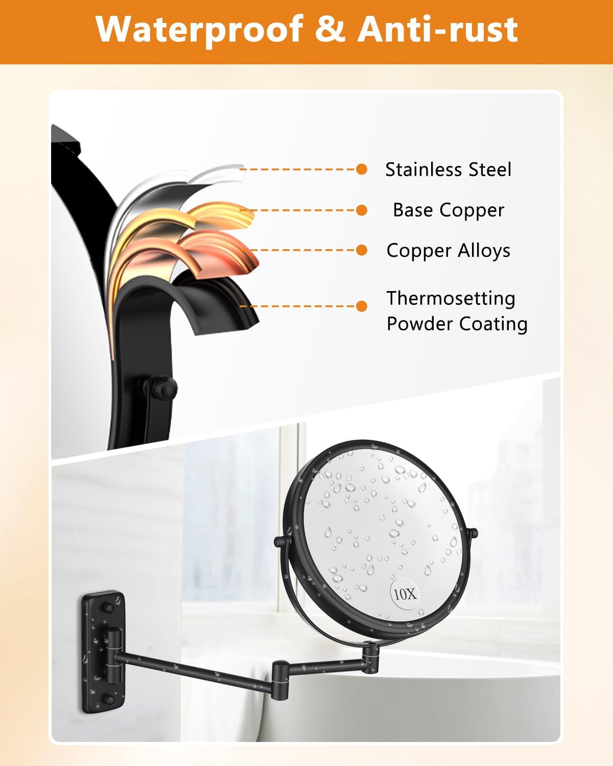 Premium 360 Swivel Makeup Mirror - Double Sided Magnifying Mirror
