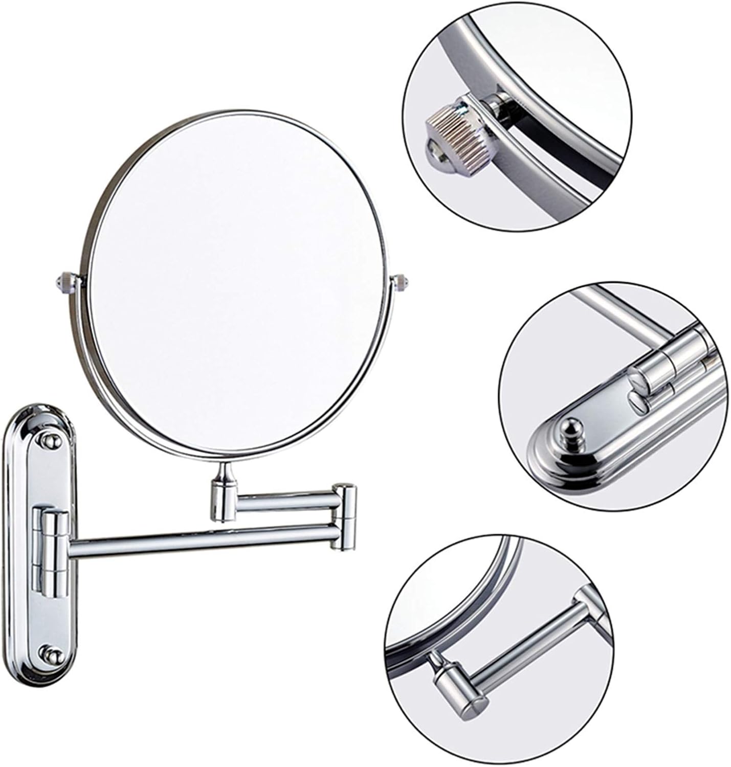 Sleek Pure Rhinestone Metal Vanity Mirror Wall-Mounted Travel and Home Use