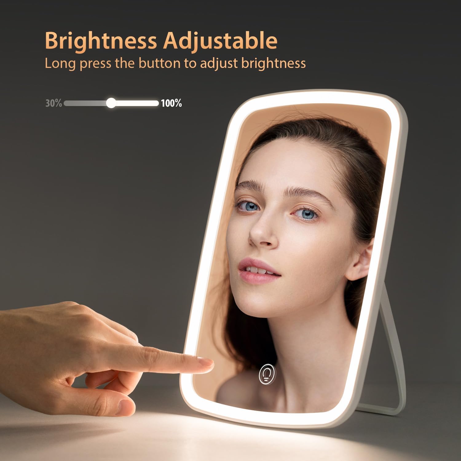 Rechargeable Makeup Mirror with Touch Dimmable Lights
