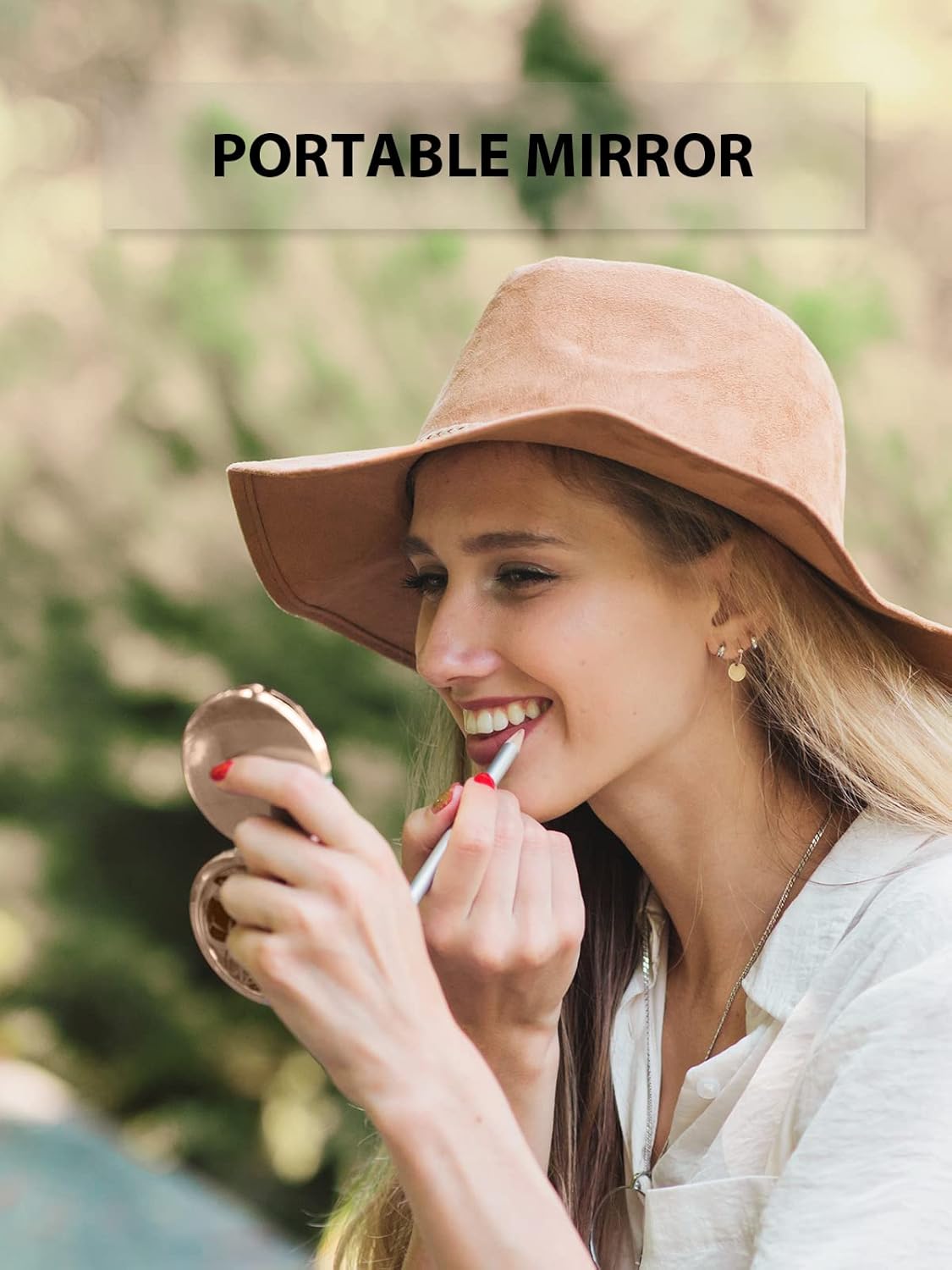 Stylish Double-Sided Rose Gold Compact Makeup Mirror