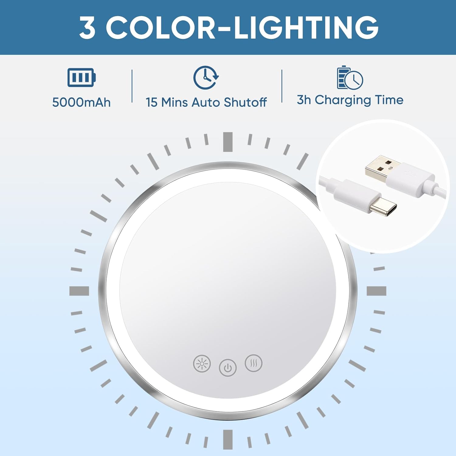 KEDSUM Heated Shower Mirror fogless 360 Swivel Rechargeable Glass for Shaving