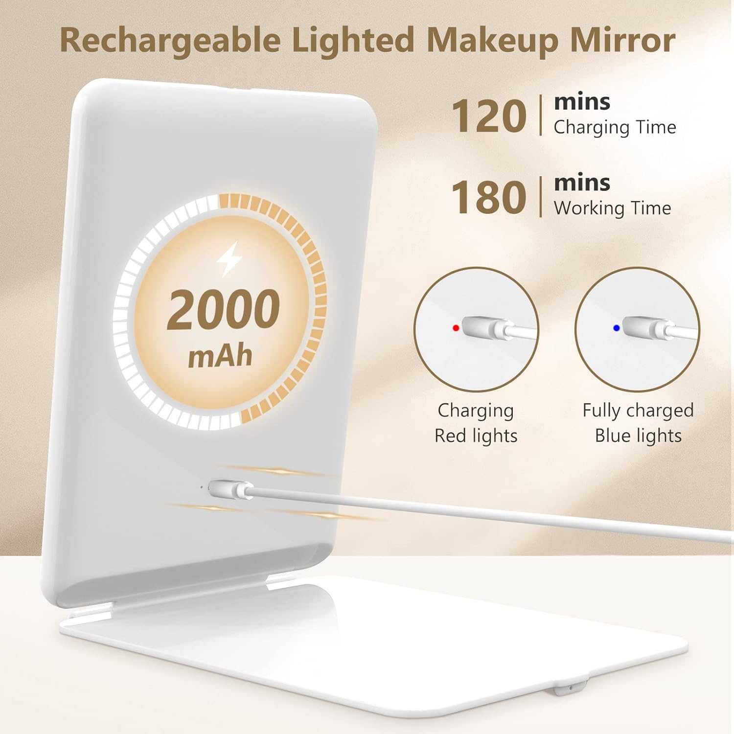 Rechargeable Makeup Mirror for Travelers