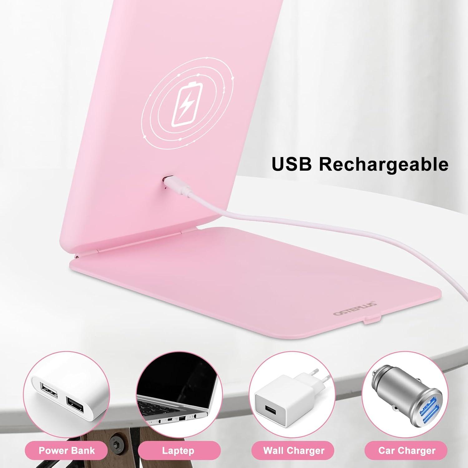 Osteplus Ultra-Thin Pink Travel Makeup Mirror