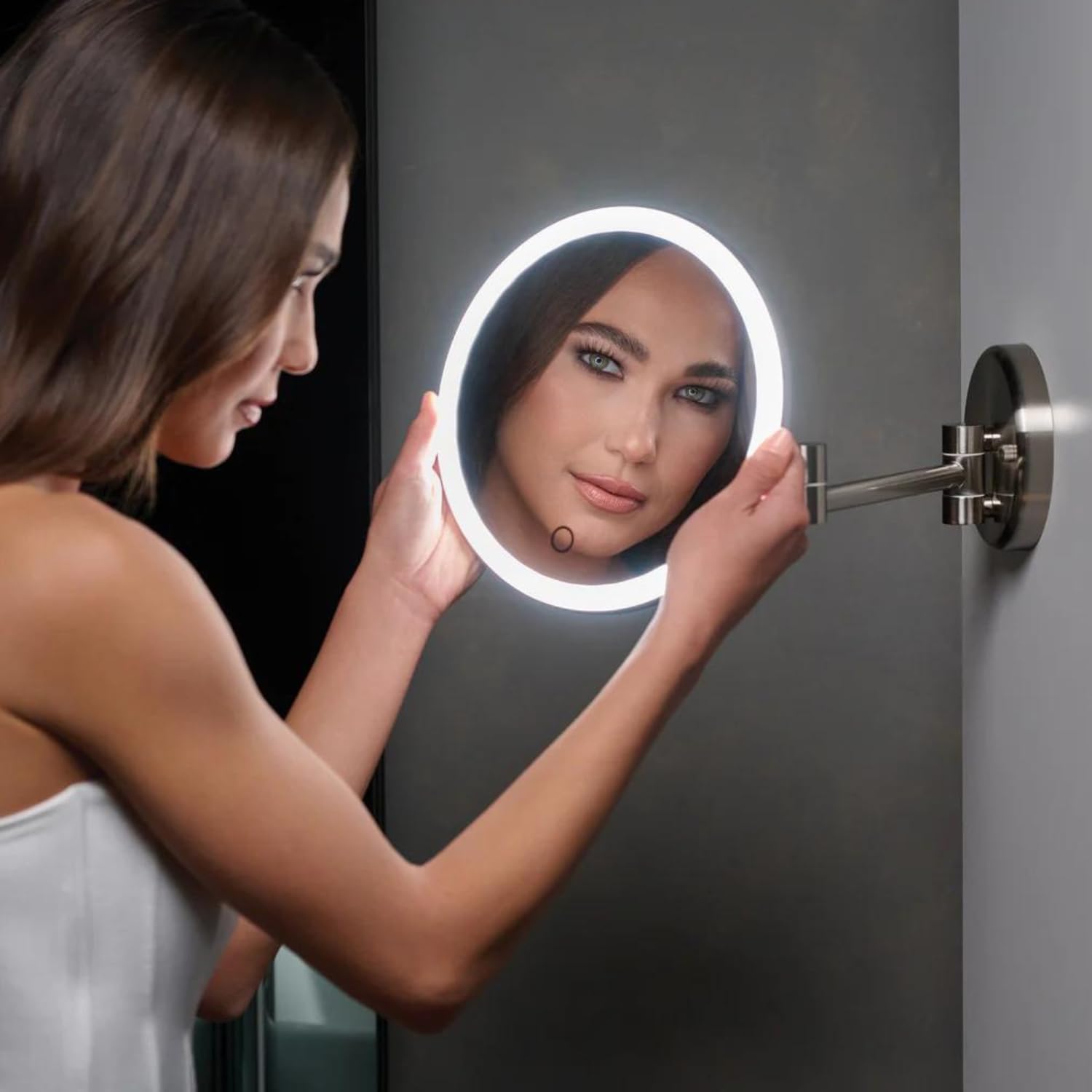 Cordless LED Makeup Mirror with Extension Arm