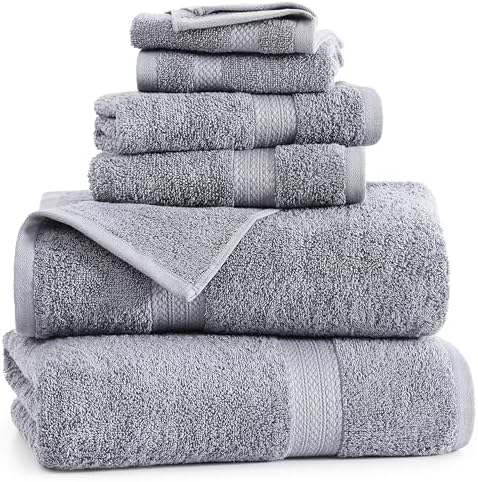 Premium 6-Piece Grey Cotton Bath Towel Set