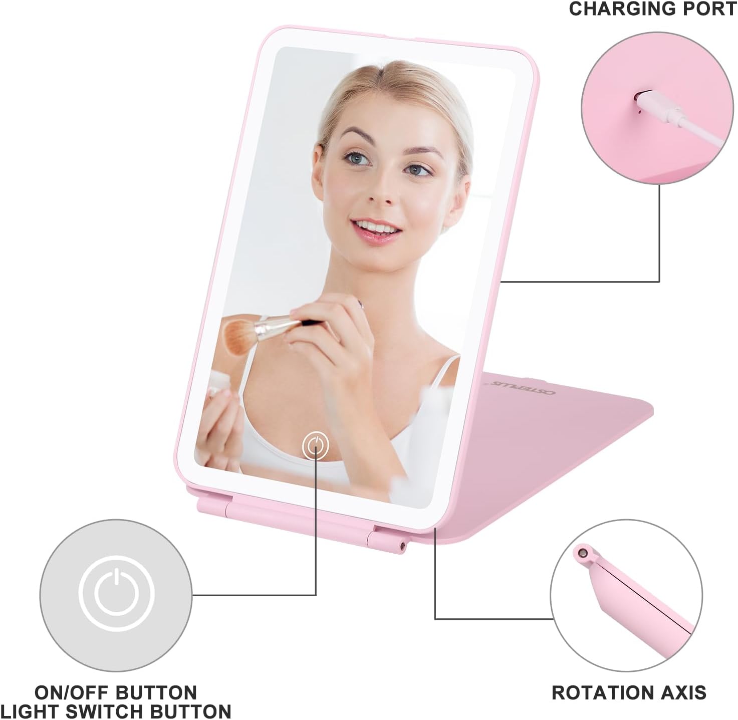 Osteplus Ultra-Thin Pink Travel Makeup Mirror