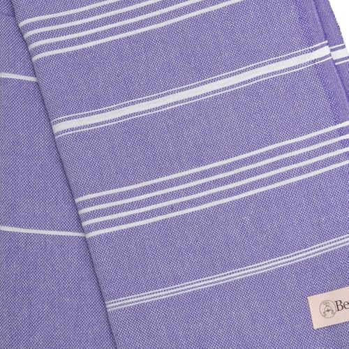 Bersuse Premium Turkish Beach Towel Set of 3 Dark Purple 37x70 Inches