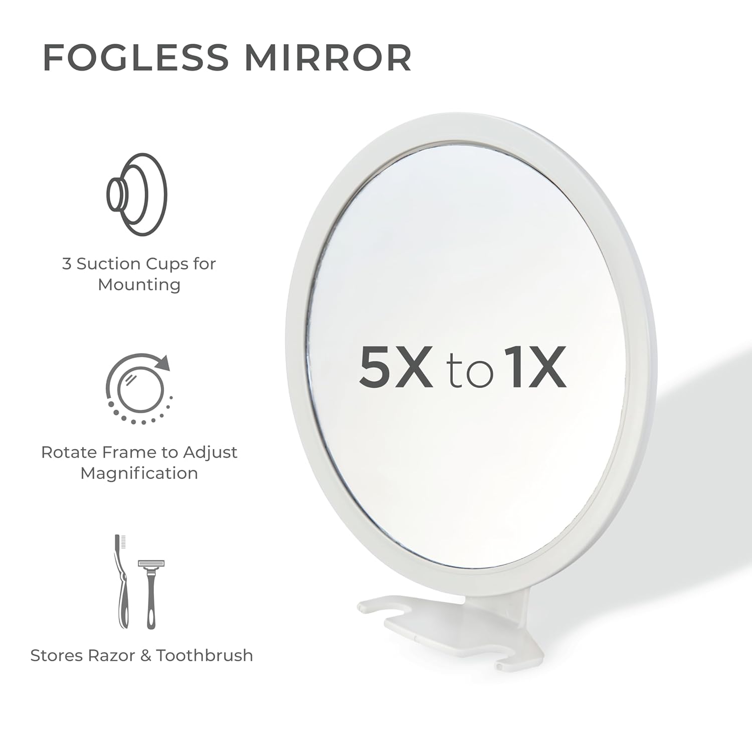 Adjustable Fog-Free Shower Mirror for Beards Mens Facial Hair