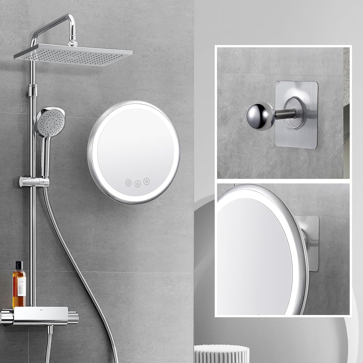 KEDSUM Heated Shower Mirror fogless 360 Swivel Rechargeable Glass for Shaving