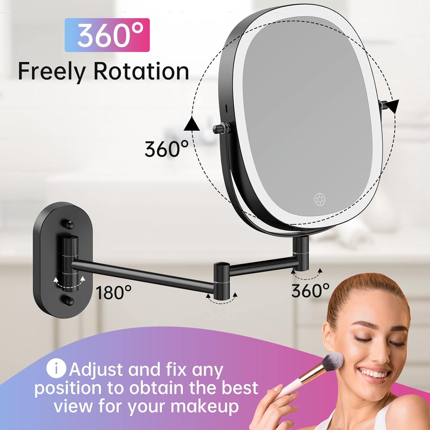 FUNTOUCH Wall Mounted Makeup Vanity Mirror Dual Magnification