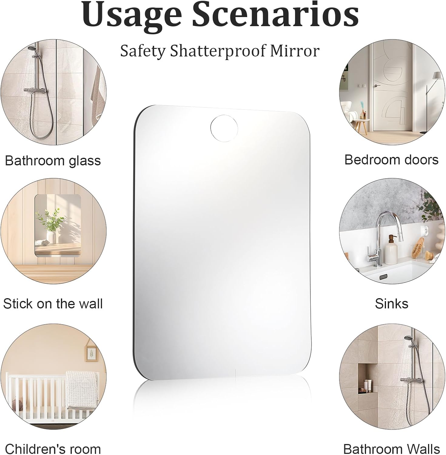 Anti-Fog Travel Mirror Large Shatterproof Shower Mirror for Men