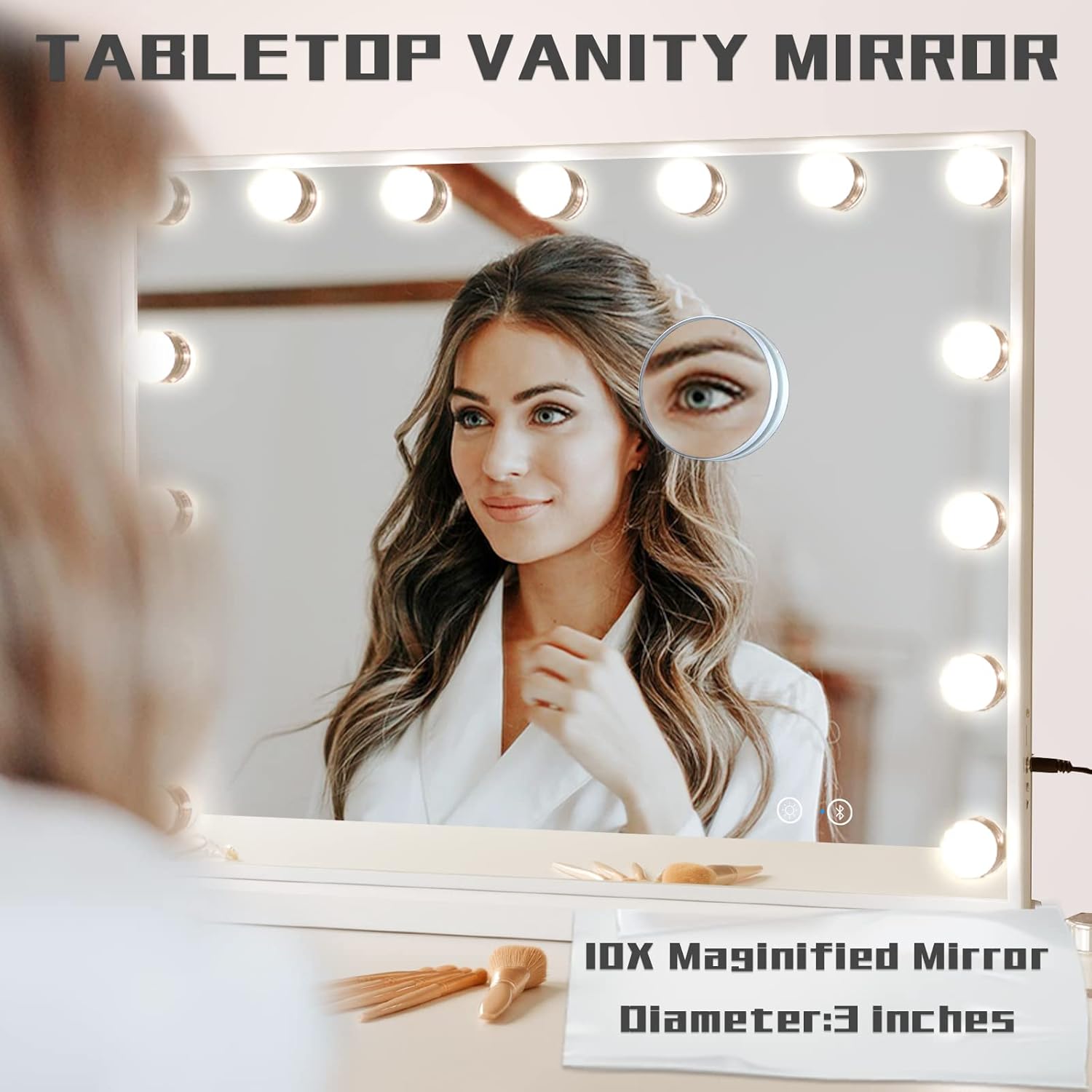 Cooleen 15-LED Vanity Mirror with Bluetooth USB Charging