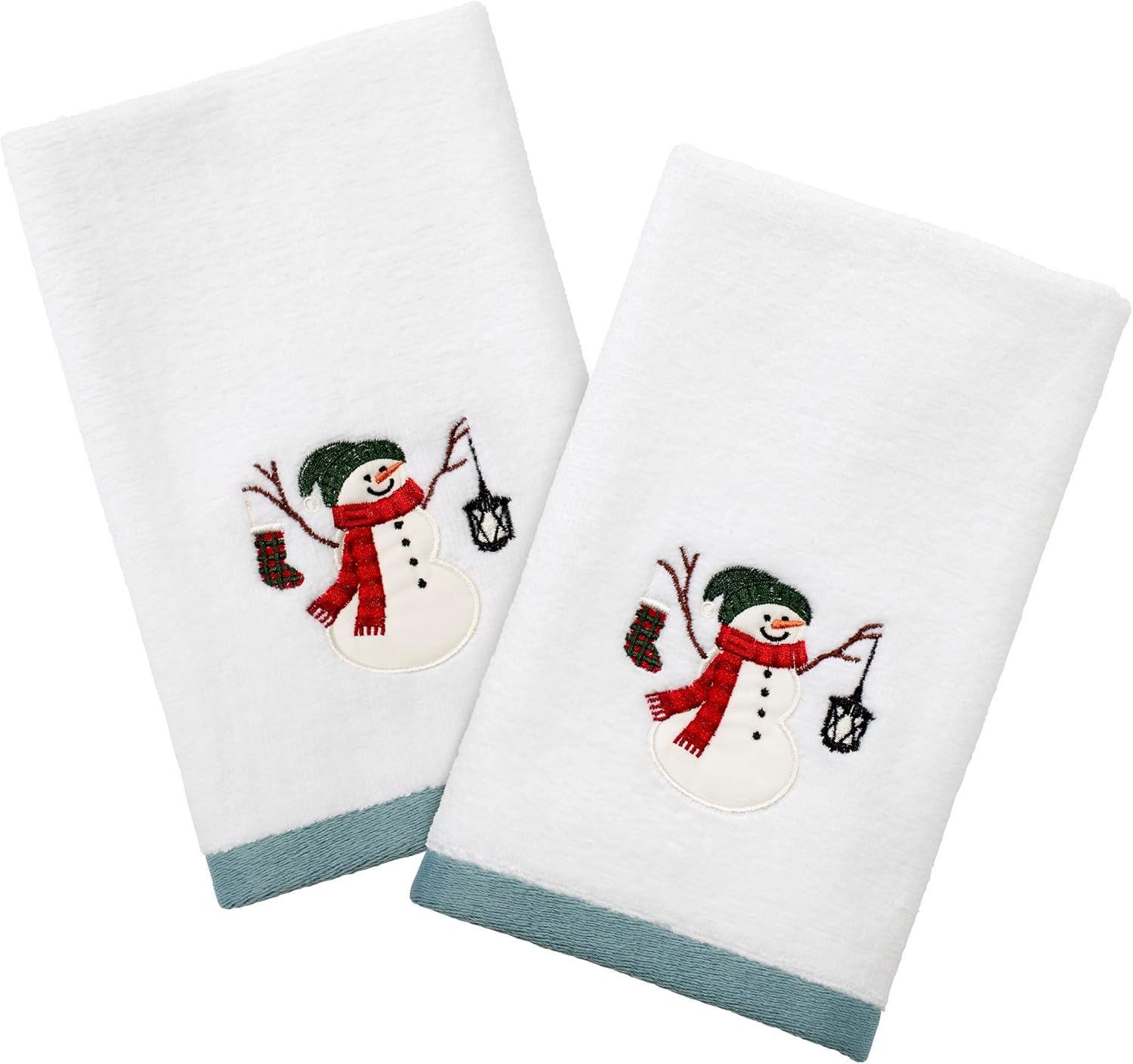 Avanti Linens Snowman Park Collection Fingertip Towels 2 Piece Set Multicolour