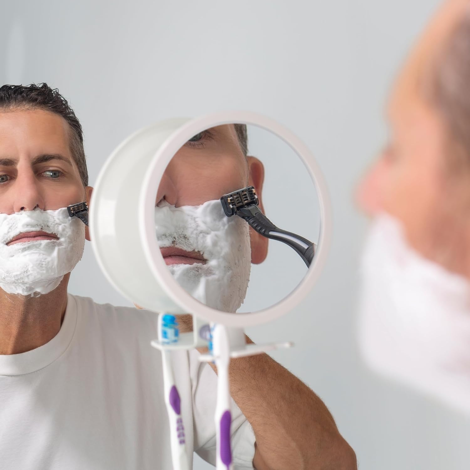 Adjustable Fog-Free Shower Mirror for Beards Mens Facial Hair