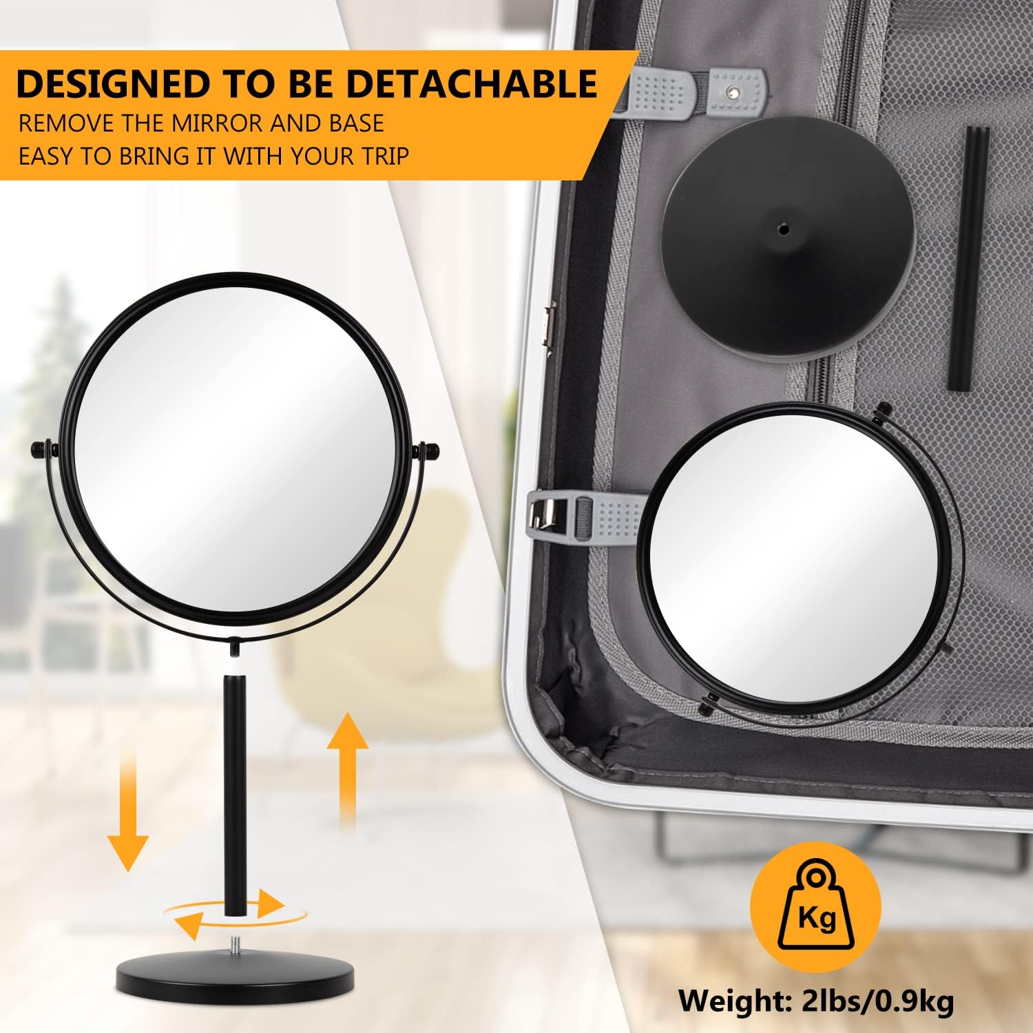 ALHAKIN 10x Magnifying Makeup Mirror Swivel Tabletop for detailed beauty